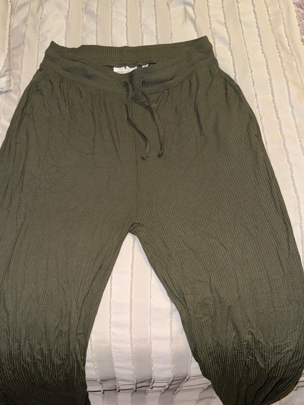 Olive Green Flare Drawstring Lounge Pants